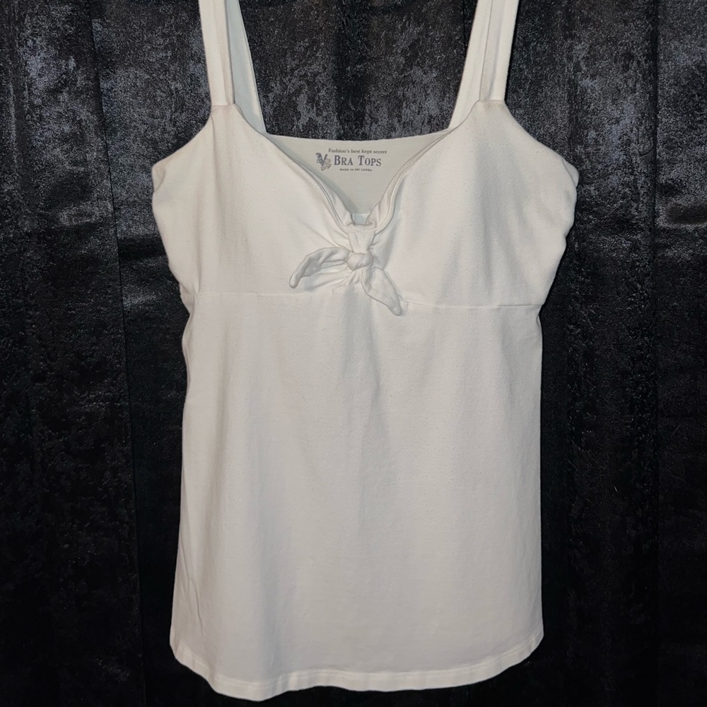 White Bra Top Tankw/ Built In Bra